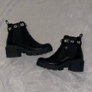 Steve Madden Black Ankle Amulet Jewel Ankle Boots